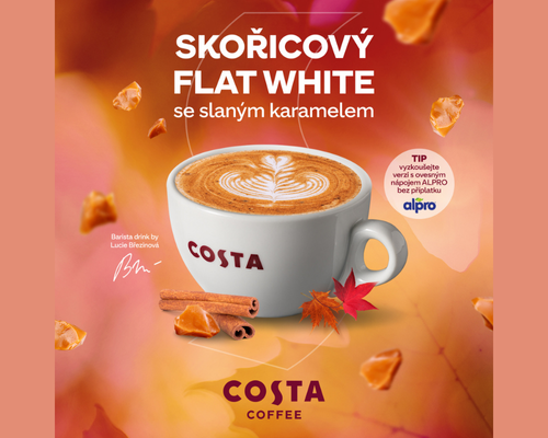 Skořicový flat white se slaným karamelem