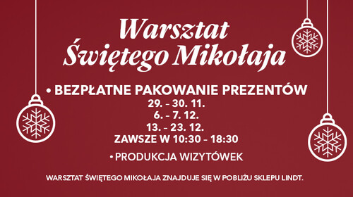 Bezpłatne pakowanie prezentów w warsztacie Świętego Mikołaja