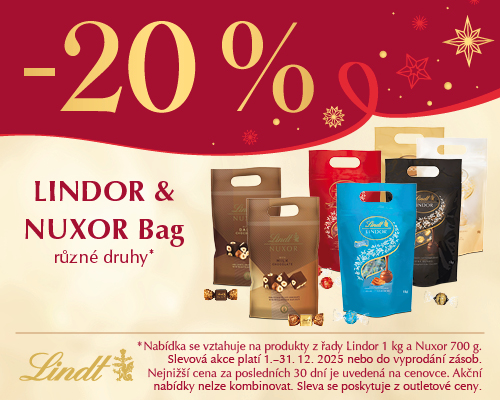 Lindt Xmas Lindor Nuxor bag 20 banner 500x400px CZ outlet